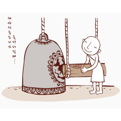 撞钟小和尚矢量素材