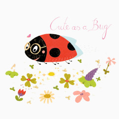 手绘甲壳虫逛花园