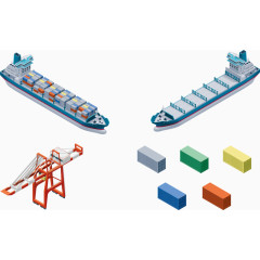 矢量货运港口集装箱