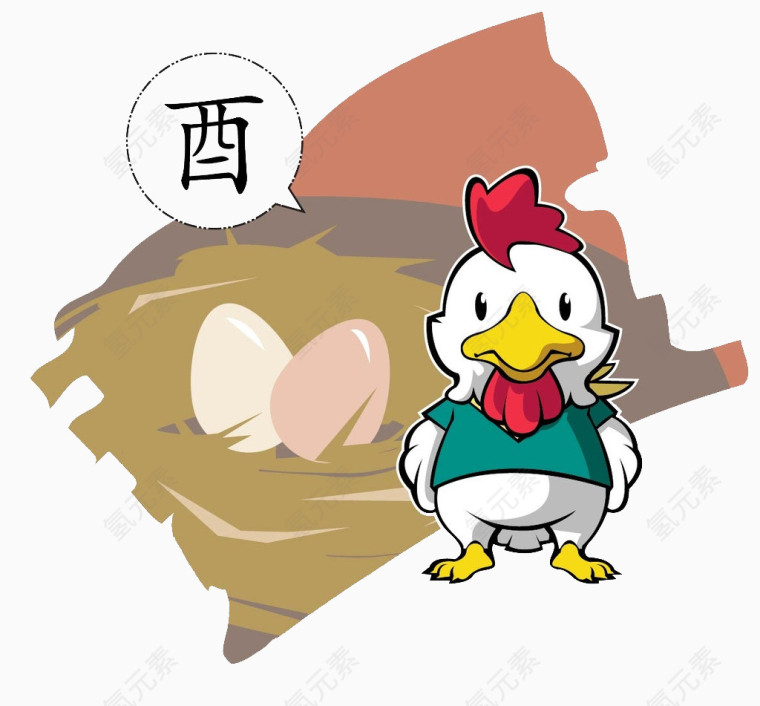 十二生肖之鸡矢量
