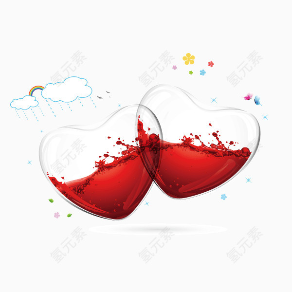 心形 心形酒杯 酒  红酒 摇晃的酒