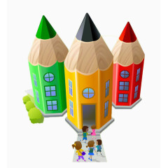 个性铅笔造型学校