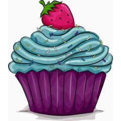 手绘草莓纸杯蛋糕