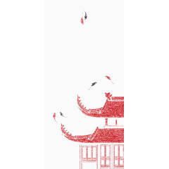 创意古风建筑印花装饰