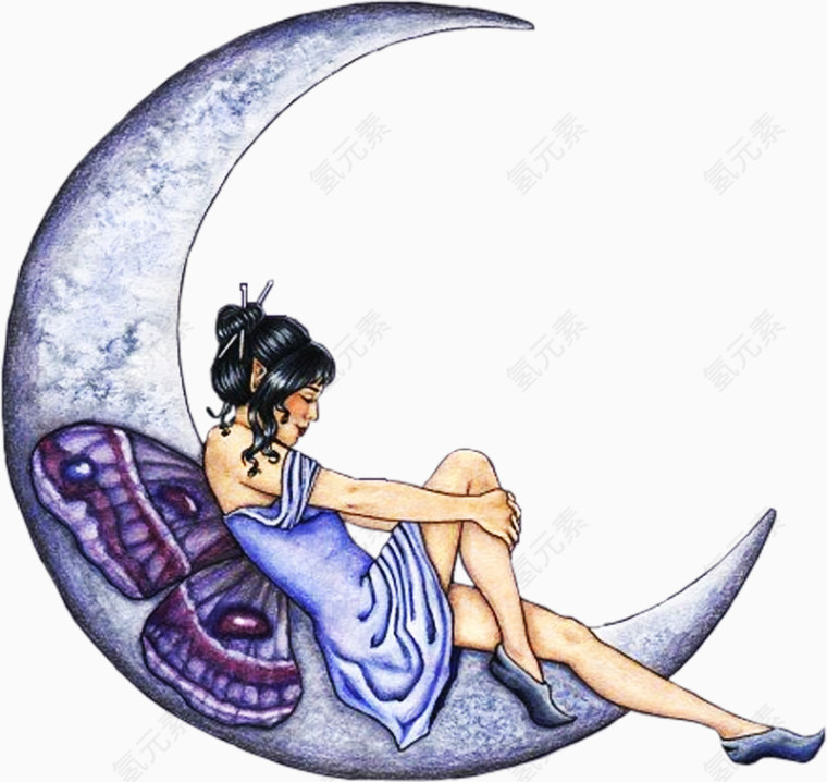 紫蓝色月芽精灵