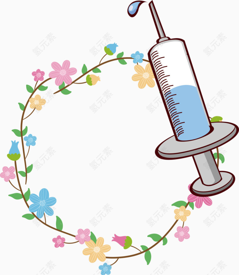 卡通注射器护士节花环