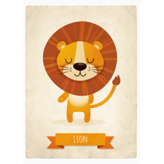 卡通狮子复古卡片