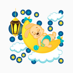 矢量梦幻卡通月亮星空