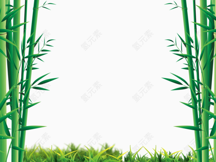 清新竹林草地素材背景