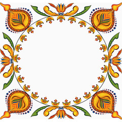 凤凰尾花纹圆形边框