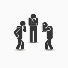 矢量黑色小人思考