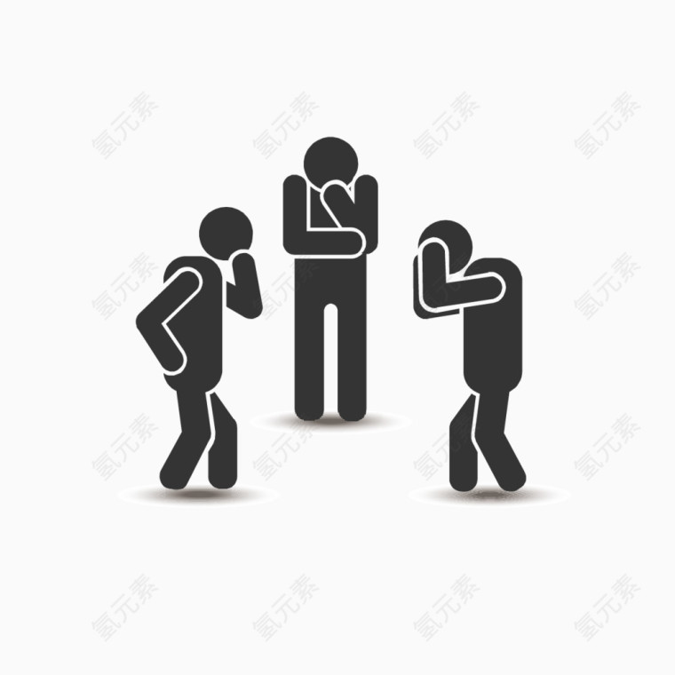 矢量黑色小人思考