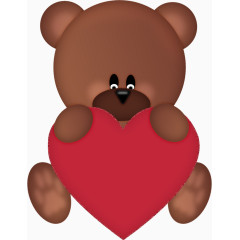 手绘熊爱心素材免抠图