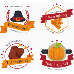 矢量手绘四个感恩节图标