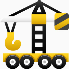 黄色吊车矢量图卡通工程车