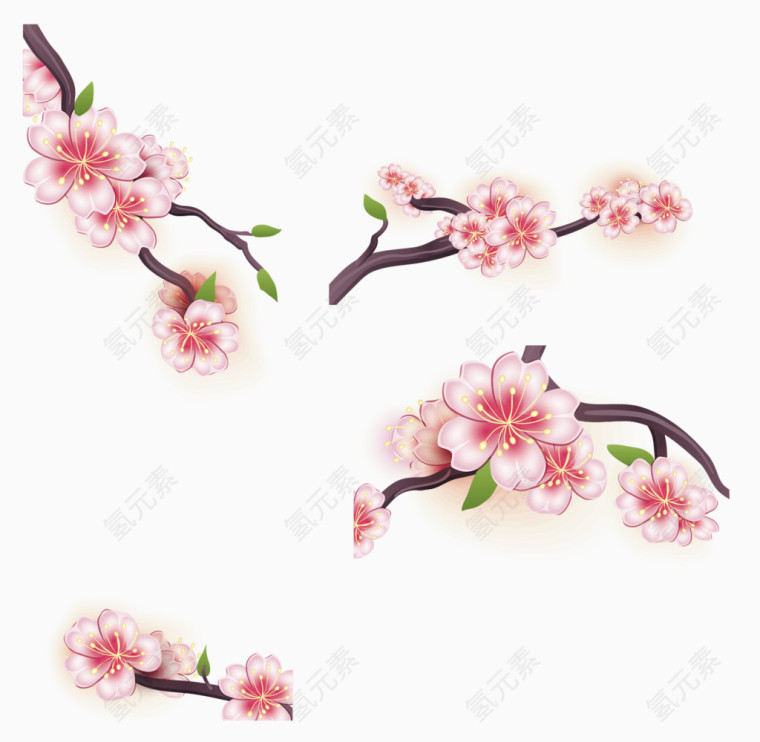 卡通樱花树枝