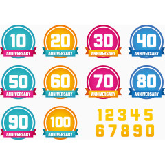 彩色几何纪念日矢量元素