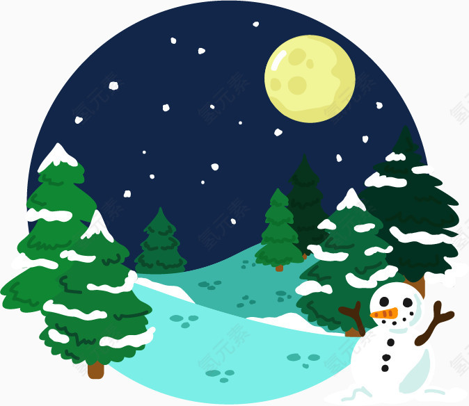 冬日雪夜背景图