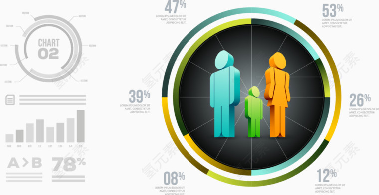 人物分析信息图表矢量素材