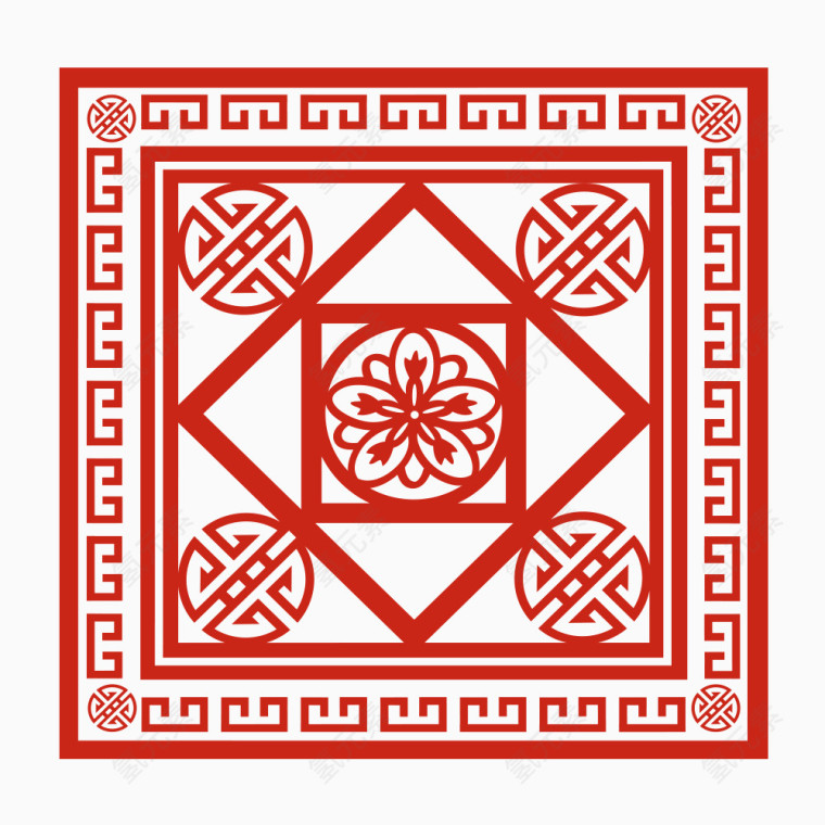 红色窗花素材