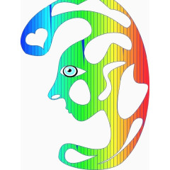 人像侧脸彩色云纹