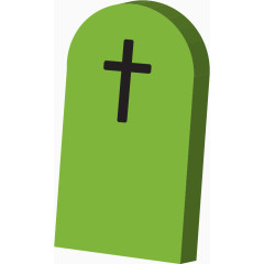 矢量卡通绿色墓碑