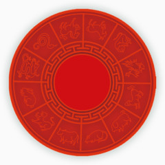 十二生肖圆形剪纸带底