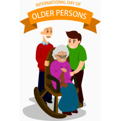 矢量手绘关爱老年人