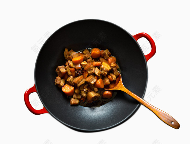 铸铁锅中的食物