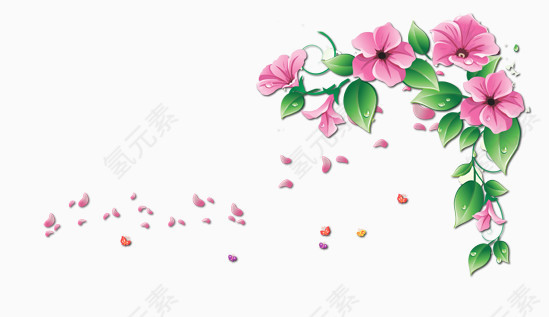 矢量花卉漂浮花瓣