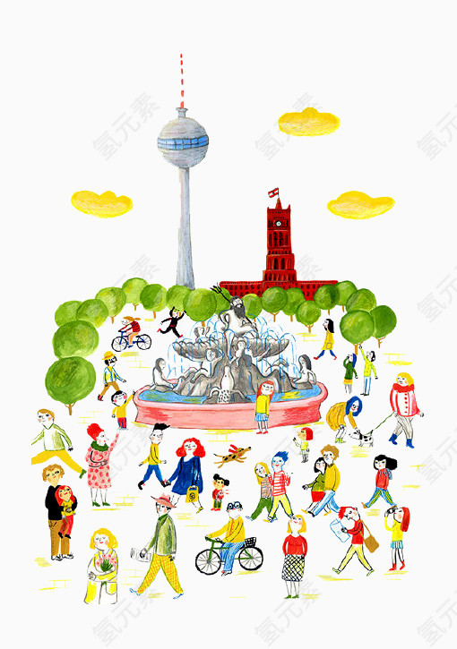 卡通东方明珠塔