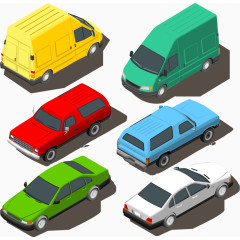 矢量五颜六色小汽车