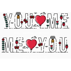 扁平情人节横幅