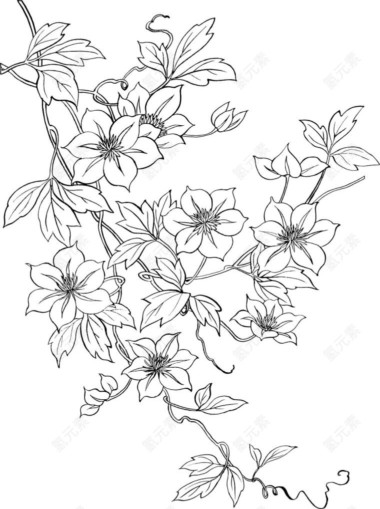 日本花草矢量素材