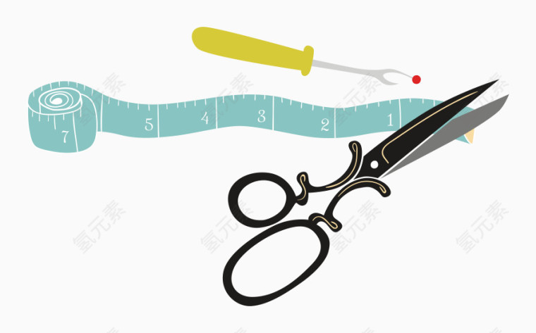 矢量尺子剪子