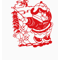 新年放鞭炮剪纸