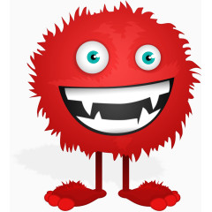 红色可爱大笑毛球怪