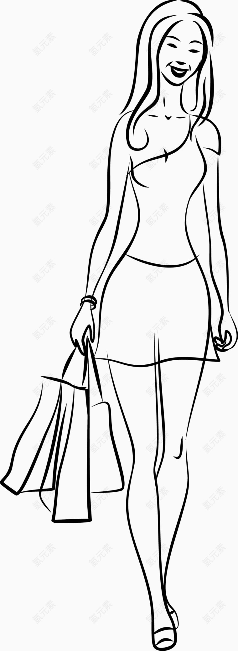 卡通装饰矢量购物时尚美女