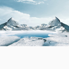 清澈湛蓝的冰川雪地