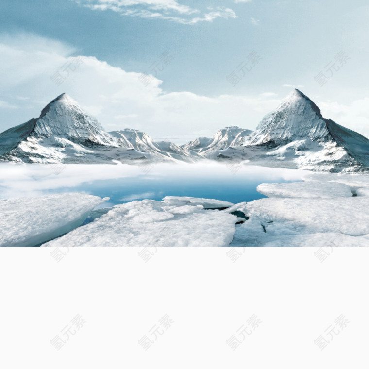 清澈湛蓝的冰川雪地
