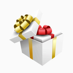 白色礼物盒子红色金色飘带