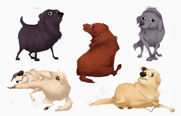 创意设计手绘小狗