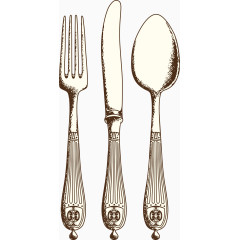 矢量西餐餐具刀叉