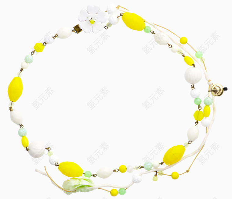 黄色手工珠线边框元素