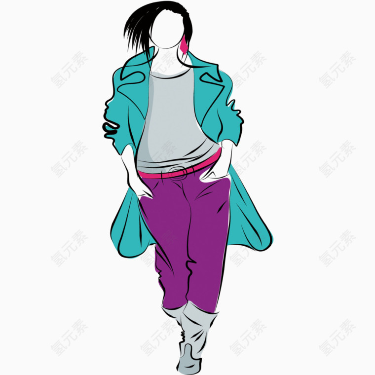 矢量洒脱女性服装素材