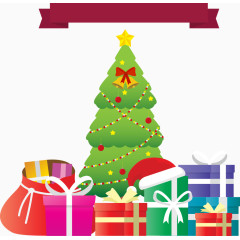 圣诞树与礼盒素材