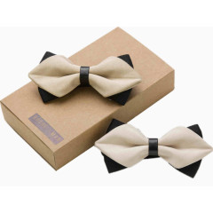 UOOHE男士杏色优雅双层领结加包装盒