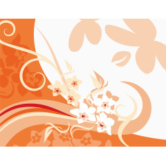 橘色矢量花纹