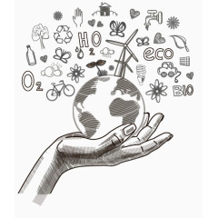 矢量手绘地球环保图标
