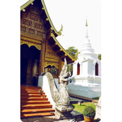 泰国清迈佛寺和白塔